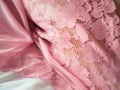 pink lace nightgown closeup.