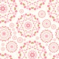 Pink Lace. Seamless pink pattern. Flower circular background. Bright buds. Royalty Free Stock Photo