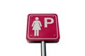 Pink ladies sign mark of car parking isolated on white background.