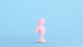 Pink Lady Bust Sculpture Statue Soft Vintage Kitsch Blue Background