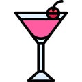 Pink Lady Cocktail icon, Alcoholic mixed drink vector