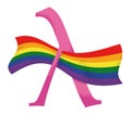 Lambda symbol on rainbow flags to promote LGBTIQ rights, Vector illustration