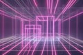Pink laser beams room, Generative AI