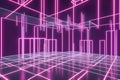 Pink laser beams room, Generative AI
