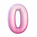 Pink latex glossy font Number 0 ZERO 3D