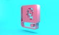 Pink Law book icon isolated on turquoise blue background. Legal judge book. Judgment concept. Minimalism concept. 3D