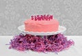 Pink Layer cake with Sweet Sixteen spelled out