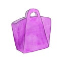 Pink leather bag, handbag, case. Watercolor sketchy hand drawn illustration