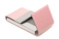 Pink leather business card holder