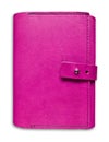 Pink leather case notebook isolated Royalty Free Stock Photo