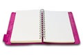 Pink leather case notebook isolated