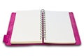 Pink leather case notebook isolated Royalty Free Stock Photo