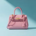 Pink Leather Handbag with Gold Accents Royalty Free Stock Photo