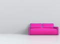 Pink leather sofa with blue outlines in white living room Royalty Free Stock Photo