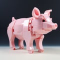 Pink Lego Pig: A Dada-inspired 3d Model With Precisionist Lines Royalty Free Stock Photo