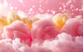 Abstract wallpaper, pink and lemon candy floss luminogram, geometric shapes in vibrant colors