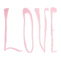 Love watercolor in pink color hand lettering.