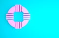 Pink Lifebuoy icon isolated on blue background. Lifebelt symbol. Minimalism concept. 3d illustration 3D render