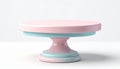 Pink and Light Blue Ceramic Cake Stand on White Background Studio Shot Royalty Free Stock Photo