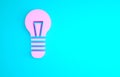 Pink Light bulb with concept of idea icon isolated on blue background. Energy and idea symbol. Inspiration concept Royalty Free Stock Photo