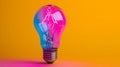 Pink Light Bulb on Table, Illuminating a Room With Soft Pink Glow