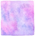 Pink and lilac winter watercolor background with snowfall texture Royalty Free Stock Photo