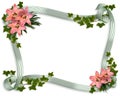 Pink lilies and ribbons border Royalty Free Stock Photo