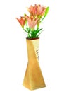 Pink liliesin vase on white background. Isolated. Royalty Free Stock Photo