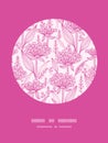 Pink lillies lineart circle decor pattern