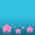 Pink Lily Flower in Still Blue Water Royalty Free Stock Photo