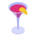 Pink lime cocktail icon isometric vector. Drink pink gin