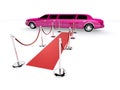 Pink limousine and red carpet