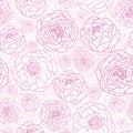 Pink line art flowers seamless pattern background