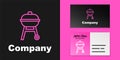 Pink line Barbecue grill icon isolated on black background. BBQ grill party. Logo design template element. Vector Royalty Free Stock Photo