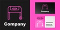 Pink line Barbecue grill icon isolated on black background. BBQ grill party. Logo design template element. Vector Royalty Free Stock Photo