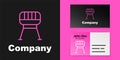 Pink line Barbecue grill icon isolated on black background. BBQ grill party. Logo design template element. Vector Royalty Free Stock Photo