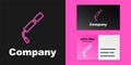 Pink line Bicycle air pump icon isolated on black background. Logo design template element. Vector Royalty Free Stock Photo