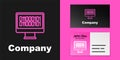 Pink line Binary code icon isolated on black background. Logo design template element. Vector Royalty Free Stock Photo