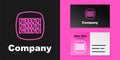 Pink line Binary code icon isolated on black background. Logo design template element. Vector Royalty Free Stock Photo