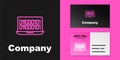 Pink line Binary code icon isolated on black background. Logo design template element. Vector Royalty Free Stock Photo