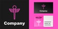 Pink line Caduceus snake medical symbol icon isolated on black background. Medicine and health care. Emblem for Royalty Free Stock Photo