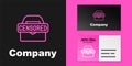 Pink line Censored stamp icon isolated on black background. Logo design template element. Vector Royalty Free Stock Photo