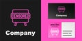 Pink line Censored stamp icon isolated on black background. Logo design template element. Vector Royalty Free Stock Photo