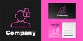 Pink line Closed personality icon isolated on black background. Introvert psychology. Logo design template element