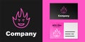 Pink line Fire flame icon isolated on black background. Logo design template element. Vector Royalty Free Stock Photo