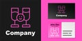 Pink line Friends drinking alcohol icon isolated on black background. Logo design template element. Vector