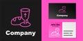 Pink line Goblet and bread icon isolated on black background. Bread and wine cup. Holy communion sign. Logo design Royalty Free Stock Photo