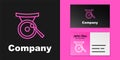 Pink line Gong musical percussion instrument circular metal disc and hammer icon isolated on black background. Logo