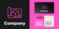 Pink line Graphing paper for engineering icon isolated on black background. Logo design template element. Vector