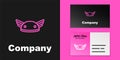 Pink line Helmet with wings icon isolated on black background. Greek god Hermes. Logo design template element. Vector Royalty Free Stock Photo